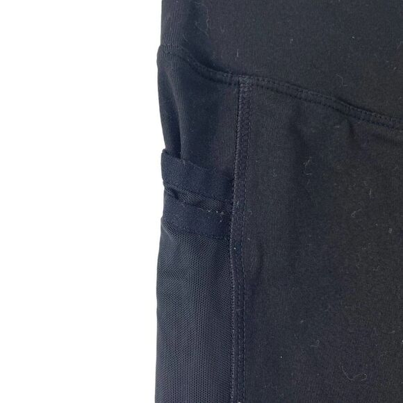 PINK Victorias Secret Leggings Black Ultimate Size L Mesh Pocket Crop High Rise - Picture 3 of 7